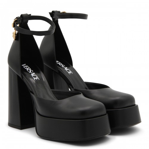 BLACK LEATHER MEDUSA AEVITAS PUMPS