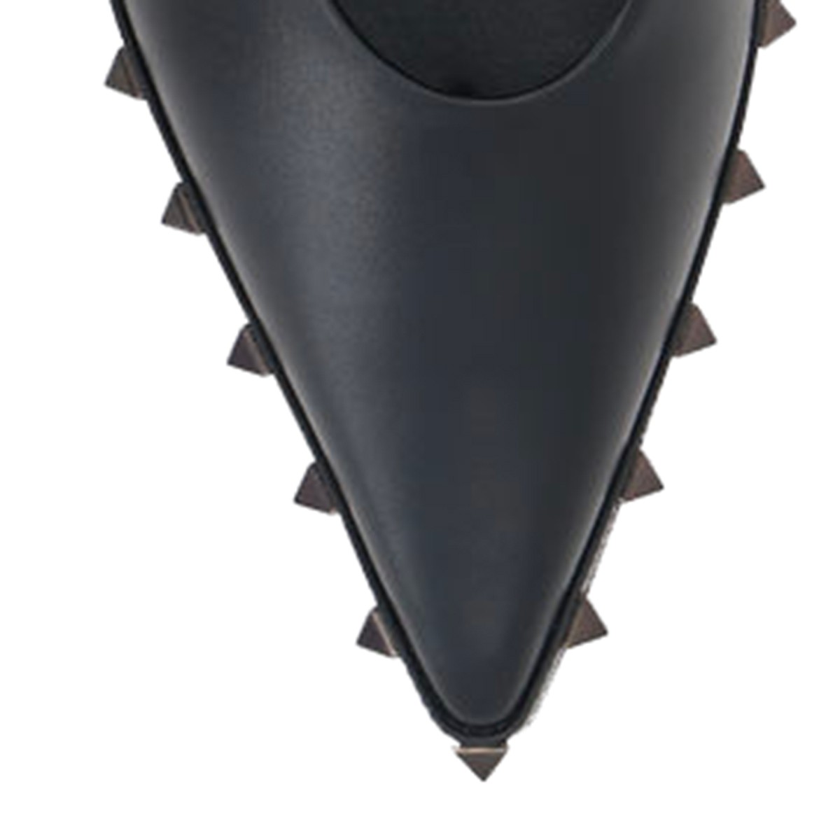 BLACK LEATHER ROCKSTUD PUMPS