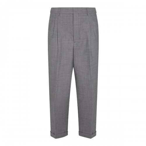 GREY WOOL BLEND TROUSERS