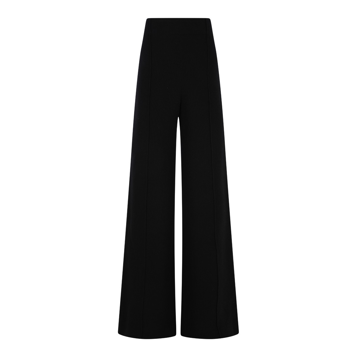 BLACK WOOL FLARED PANTS