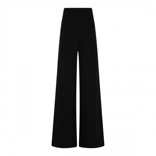 BLACK WOOL FLARED PANTS