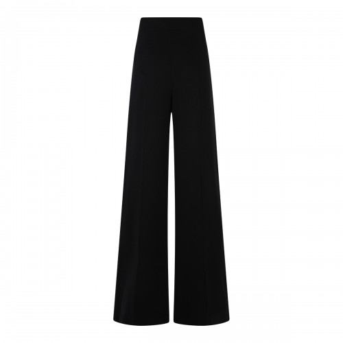 BLACK WOOL FLARED PANTS