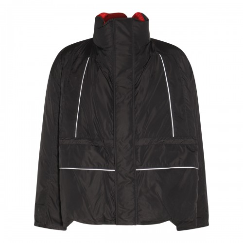 BLACK NYLON WRAP PARKA DOWN JACKET 