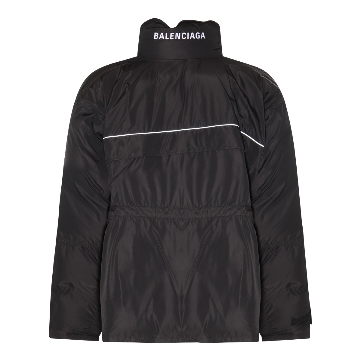 BLACK NYLON WRAP PARKA DOWN JACKET 