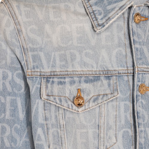 LIGHT BLUE COTTON BLEND DENIM JACKET