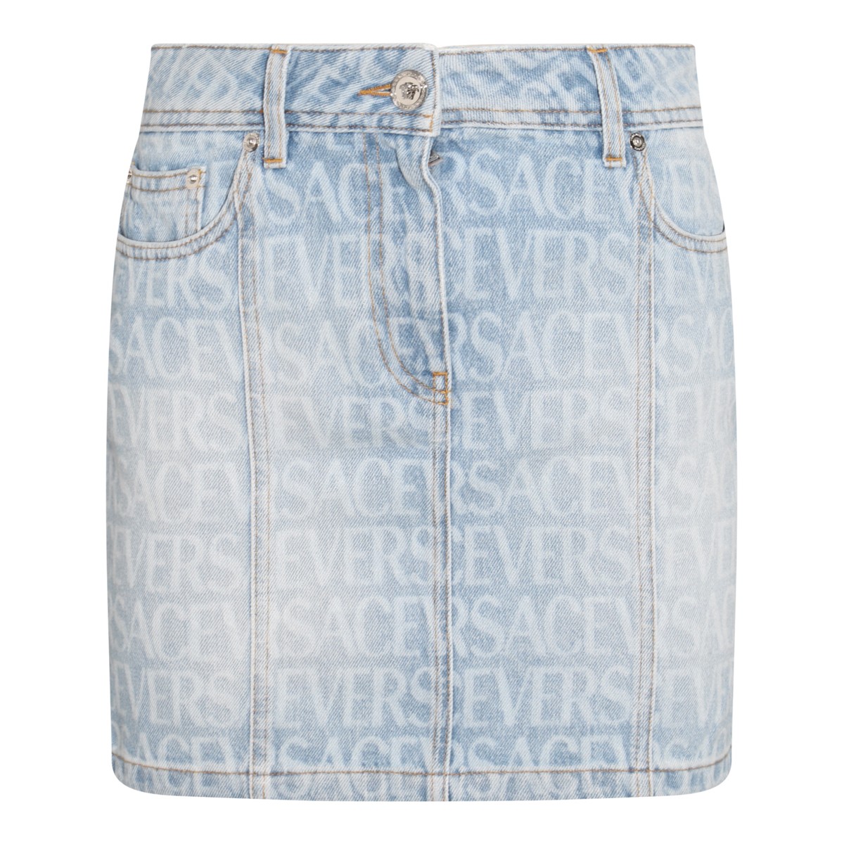 LIGHT BLUE COTTON DENIM SKIRT