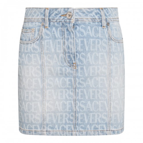 LIGHT BLUE COTTON DENIM SKIRT