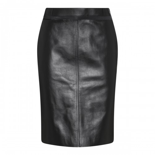 BLACK LEATHER PENCIL SKIRT