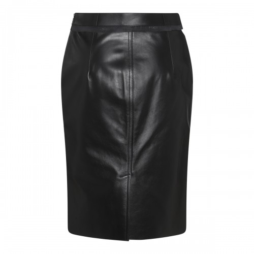 BLACK LEATHER PENCIL SKIRT