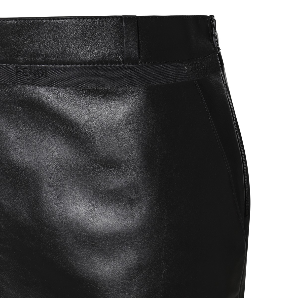 BLACK LEATHER PENCIL SKIRT