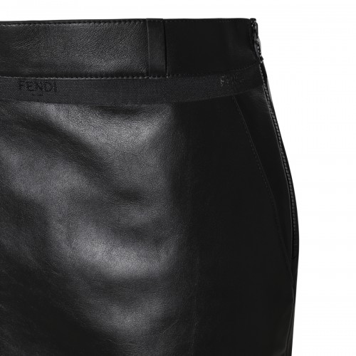 BLACK LEATHER PENCIL SKIRT