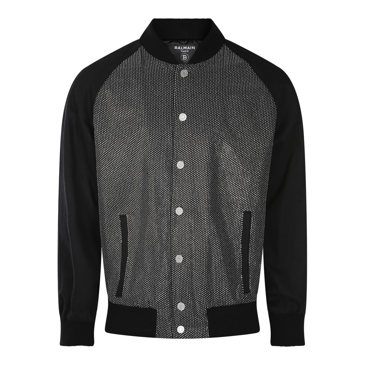 BLACK AND CRYSTAL COTTON CASUAL JACKET