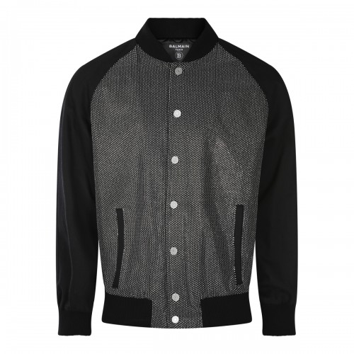 BLACK AND CRYSTAL COTTON CASUAL JACKET