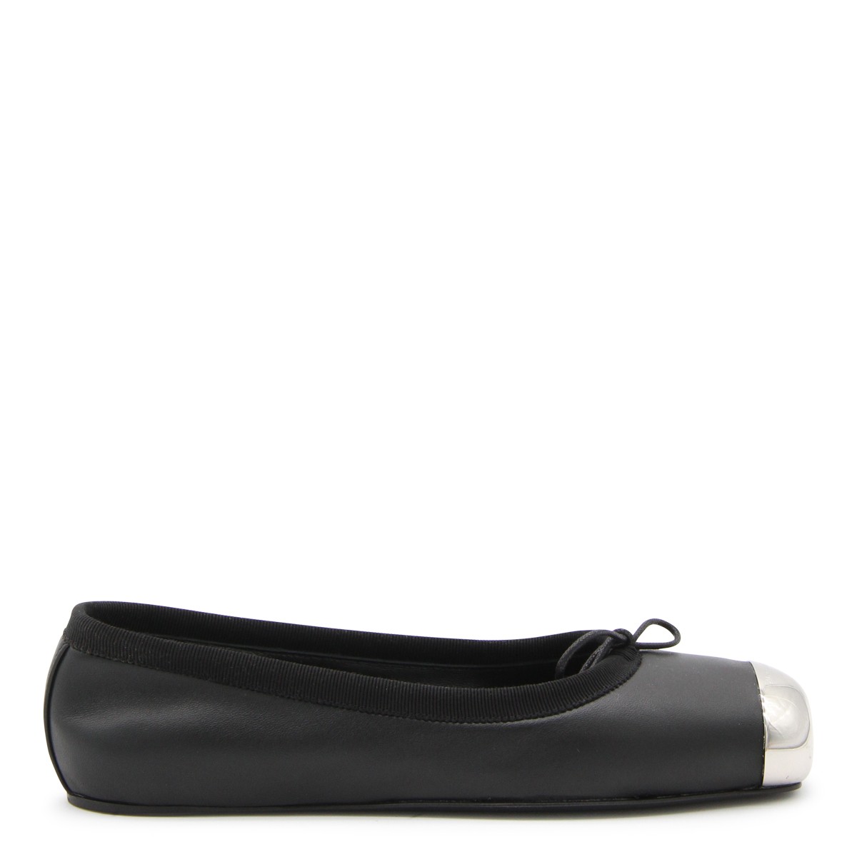 BLACK AND SILVER LEATHER AND METAL FLATS 