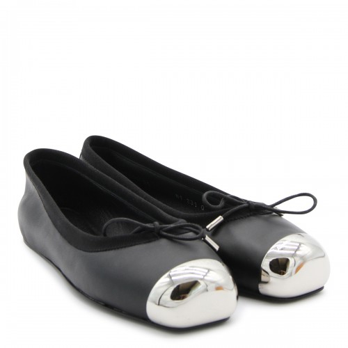 BLACK AND SILVER LEATHER AND METAL FLATS 