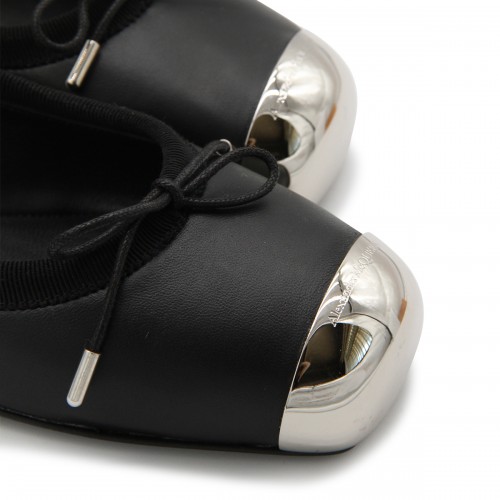 BLACK AND SILVER LEATHER AND METAL FLATS 