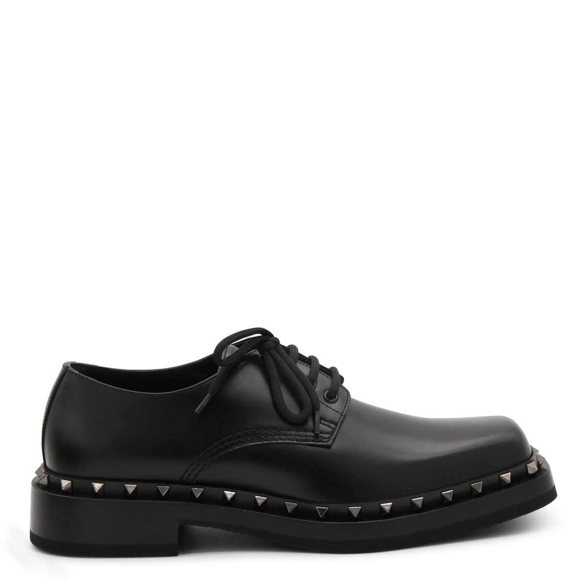 BLACK LEATHER M-WAY ROCKSTUD DERBY SHOES