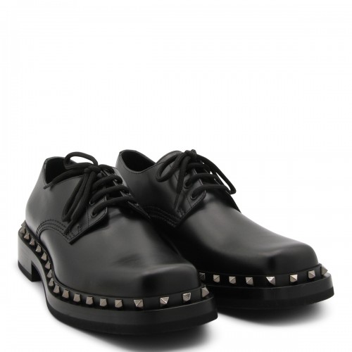 BLACK LEATHER M-WAY ROCKSTUD DERBY SHOES