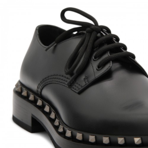 BLACK LEATHER M-WAY ROCKSTUD DERBY SHOES