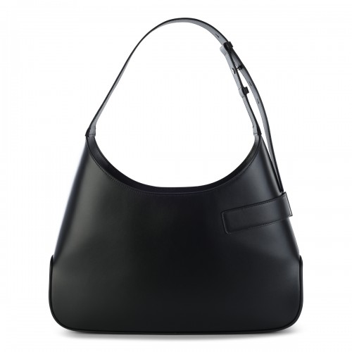 BLACK LEATHER HOBO SHOULDER BAG