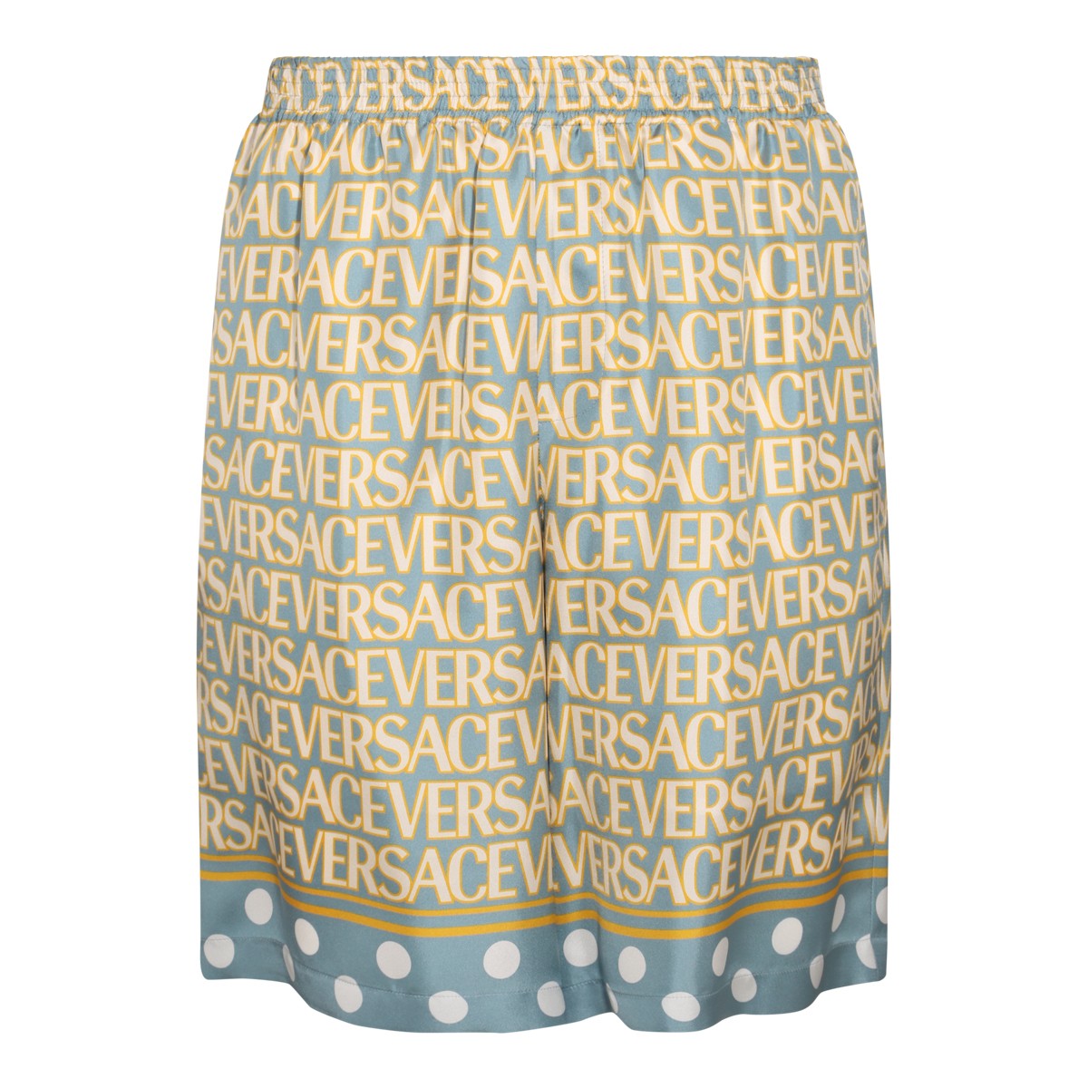 LIGHT BLUE MULTICOLOUR SILK SHORTS