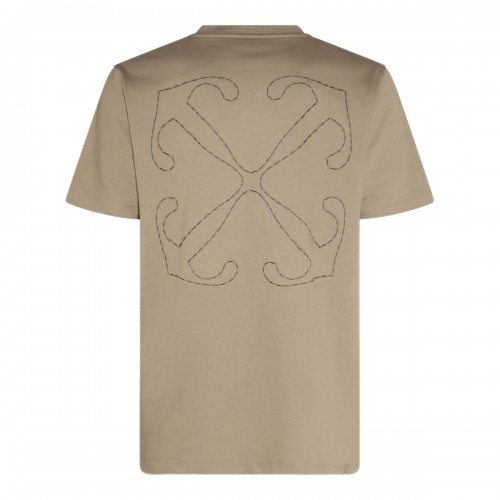 BEIGE AND BLACK COTTON T-SHIRT