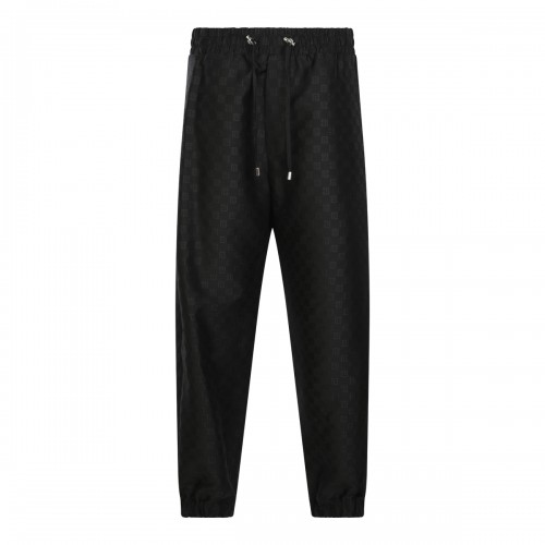 BLACK VIRGIN WOOL BLEND TRACK PANTS