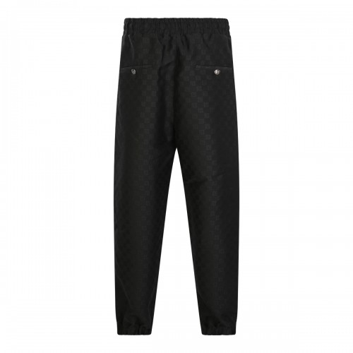 BLACK VIRGIN WOOL BLEND TRACK PANTS