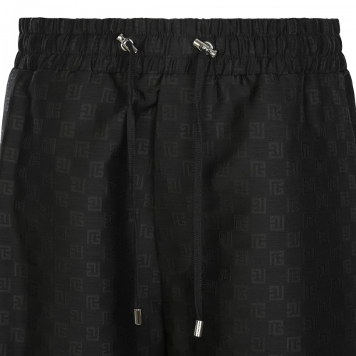 BLACK VIRGIN WOOL BLEND TRACK PANTS