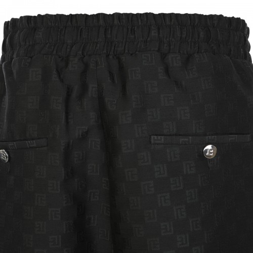 BLACK VIRGIN WOOL BLEND TRACK PANTS