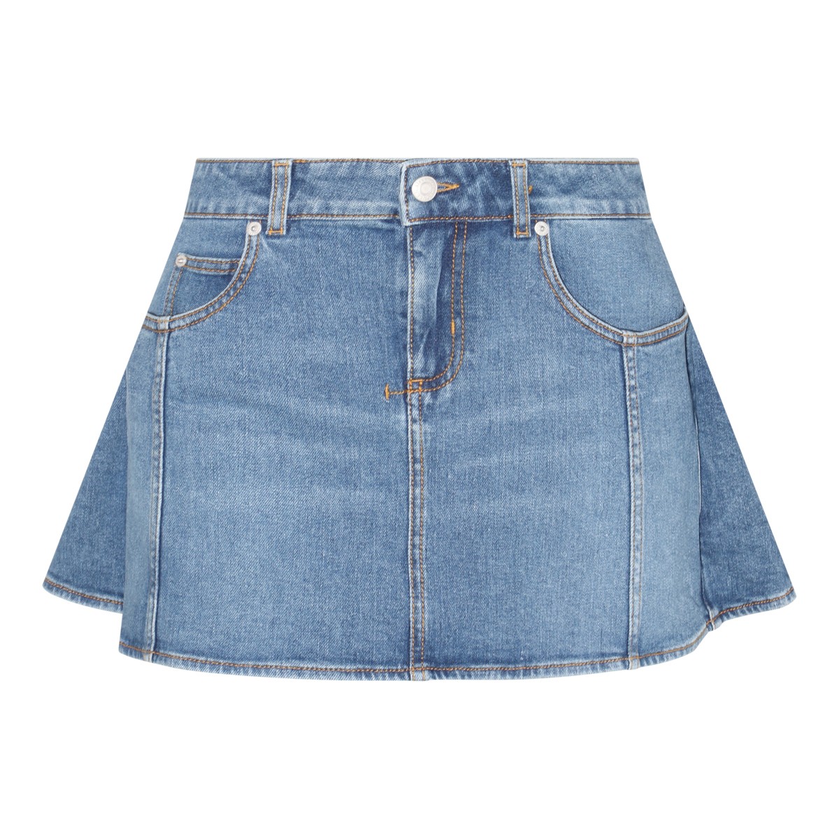 BLUE COTTON BLEND DENIM SKIRT