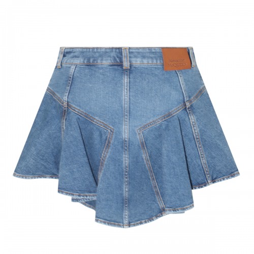 BLUE COTTON BLEND DENIM SKIRT