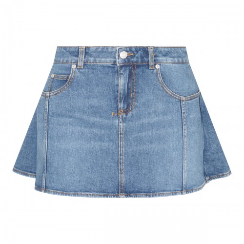 BLUE COTTON BLEND DENIM SKIRT