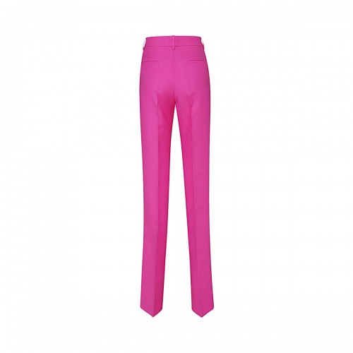 PINK SILK-WOOL BLEND TROUSERS