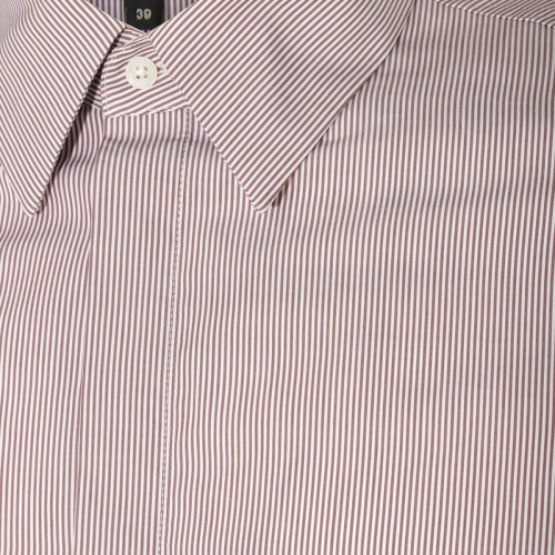 BROWN COTTON STRIPE SHIRT