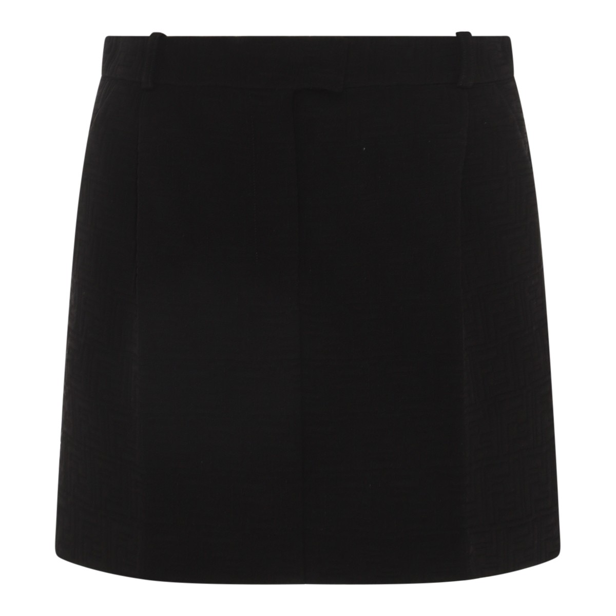 BLACK COTTON PADDED JACQUARD SKIRT