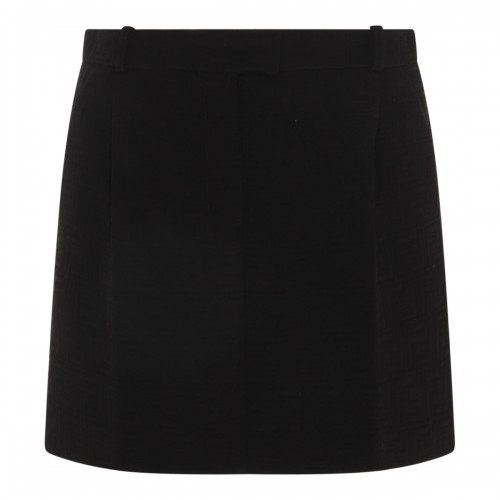 BLACK COTTON PADDED JACQUARD SKIRT