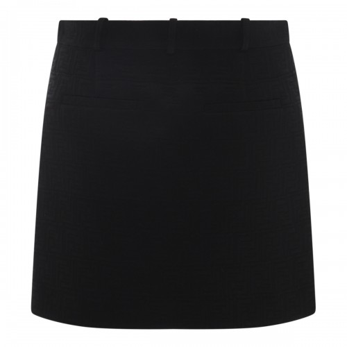 BLACK COTTON PADDED JACQUARD SKIRT