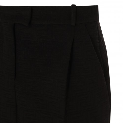 BLACK COTTON PADDED JACQUARD SKIRT