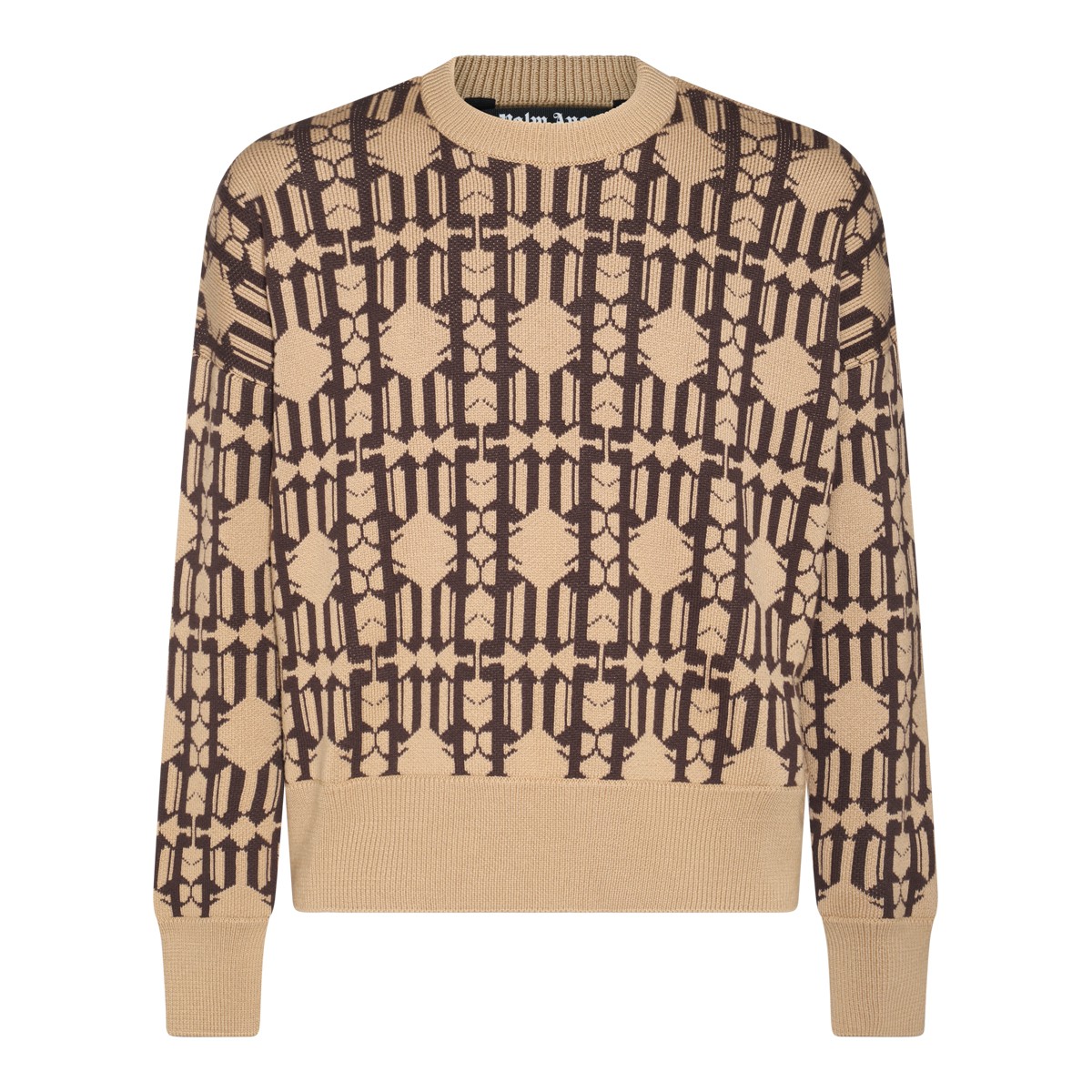 BEIGE AND BROWN WOOL BLEND JUMPER