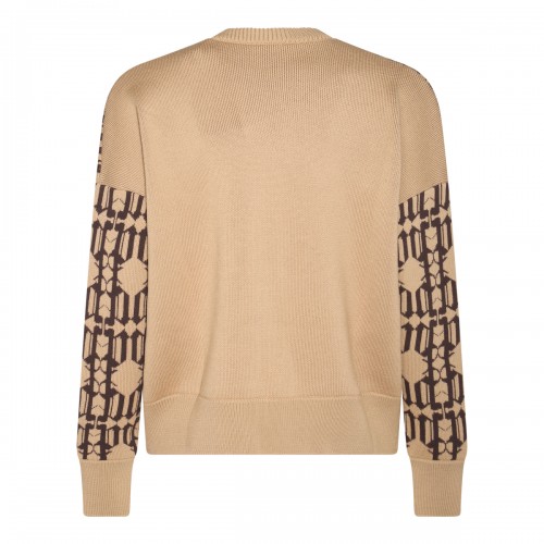 BEIGE AND BROWN WOOL BLEND JUMPER