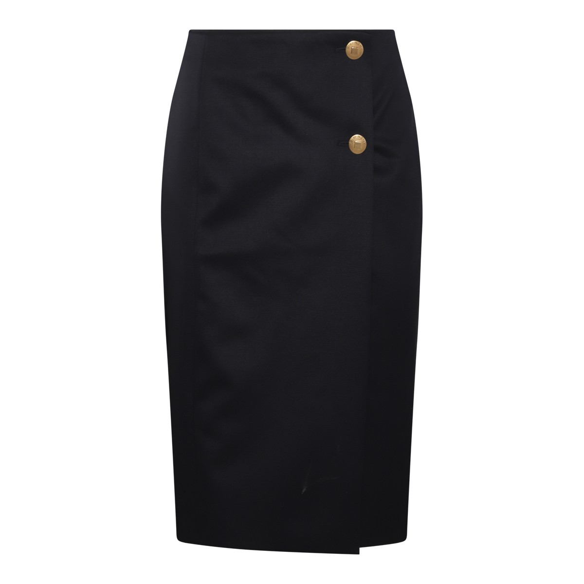 NAVY WOOL AND MOHAIR PENCIL SKIRT