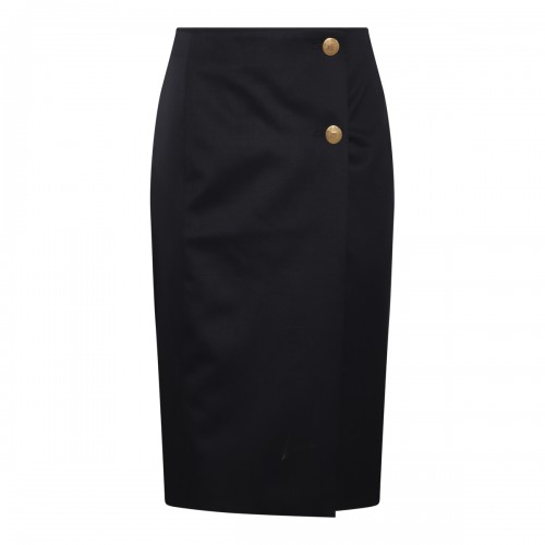 NAVY WOOL AND MOHAIR PENCIL SKIRT