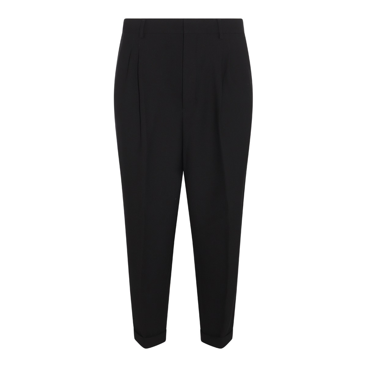 BLACK WOOL BLEND TROUSERS