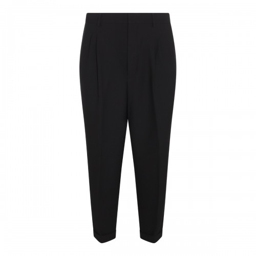 BLACK WOOL BLEND TROUSERS