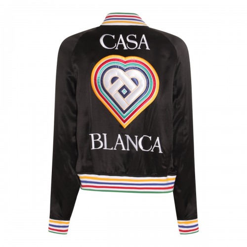 BLACK AND MULTICOLOUR SILK SOUVENIR CASUAL JACKET