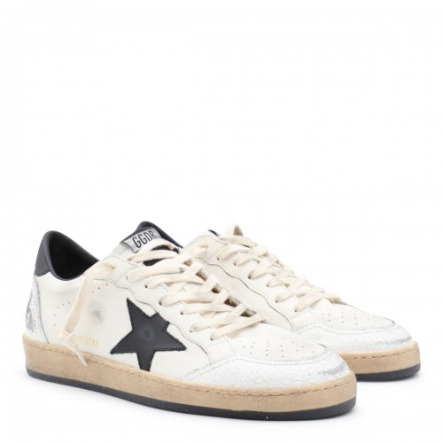 WHITE AND BLACK LEATHER BALLSTAR SNEAKERS