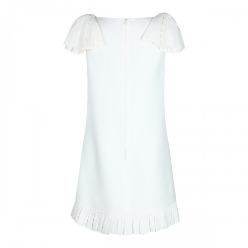 WHITE WOOL MINI DRESS