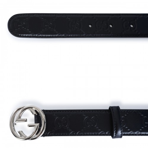 BLACK AND SILVER LEATHER BELT