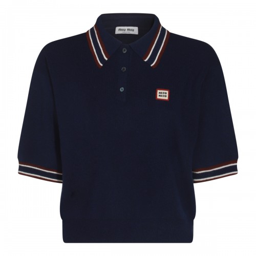 BLUE WOOL POLO SHIRT